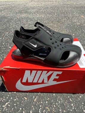 Nike Black Youth Slide Sandals with Velcro Strap